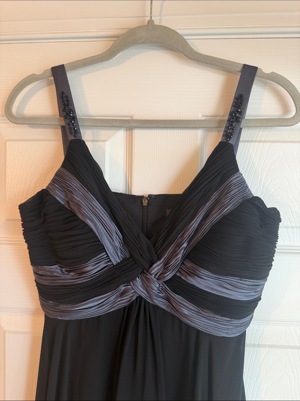dressbarn Black Ruched Cocktail Dress with Subtle Sheen - Picture 2 of 7